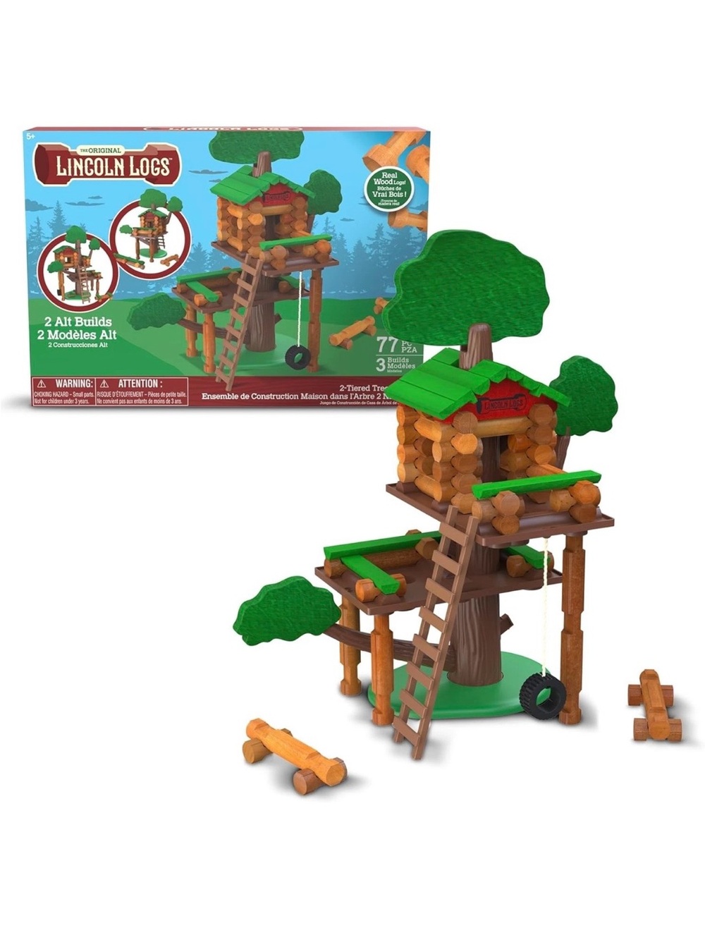 Lincoln Logs 2 Tiered Tree House Building Set, Educational Toy, Gift Retro